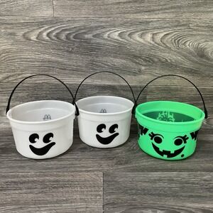 1990 McDonald's Halloween Buckets 2 Glow In The Dark Ghost 1 Witch No Lid Lot